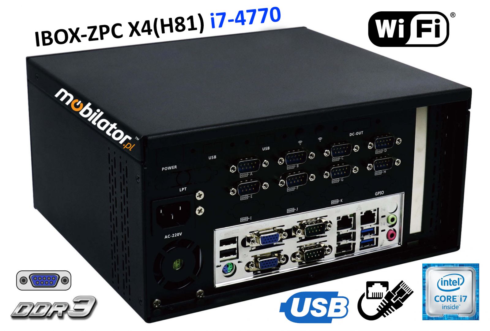 iBOX-ZPC X4 Industrial computer for warehouse applications with WiFi module 6x COM